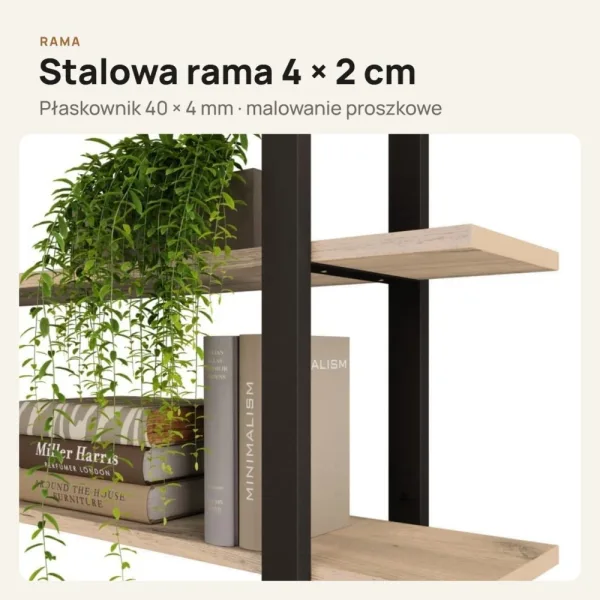 Półka metalowa Dąb Evoke loftowa