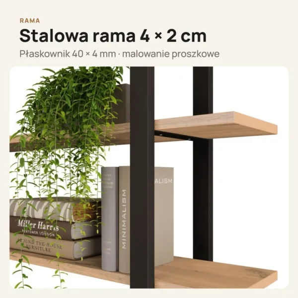 Półka metalowa Dąb Wotan loftowa