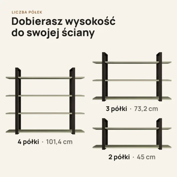 Półka metalowa Dymiona Zieleń loftowa