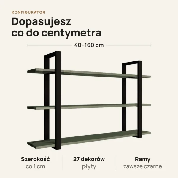 Półka metalowa Dymiona Zieleń loftowa