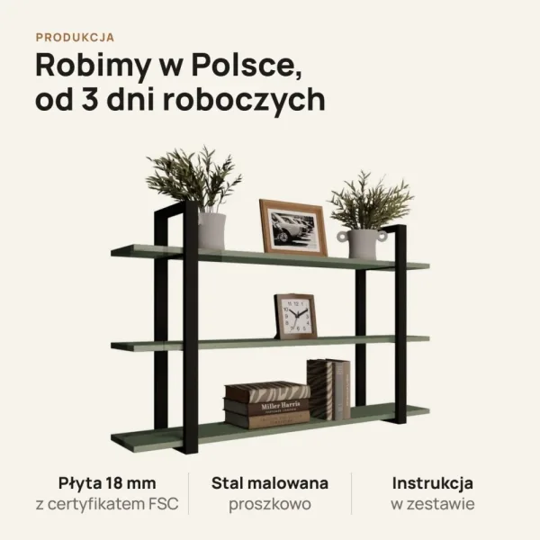 Półka metalowa Dymiona Zieleń loftowa