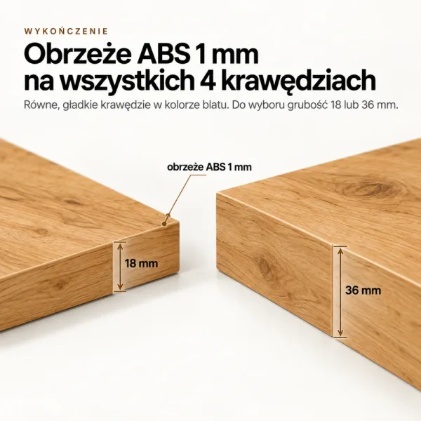 OUTLET Blat Dąb Złoty 175×50 cm, 18 mm, z przepustem kablowym (uszkodzone narożniki)