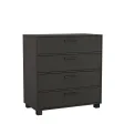 OUTLET Komoda z szufladami Anna Czarny 90×48×95 cm, uchwyty Loft, nogi czarne (uszkodzenia mechaniczne)