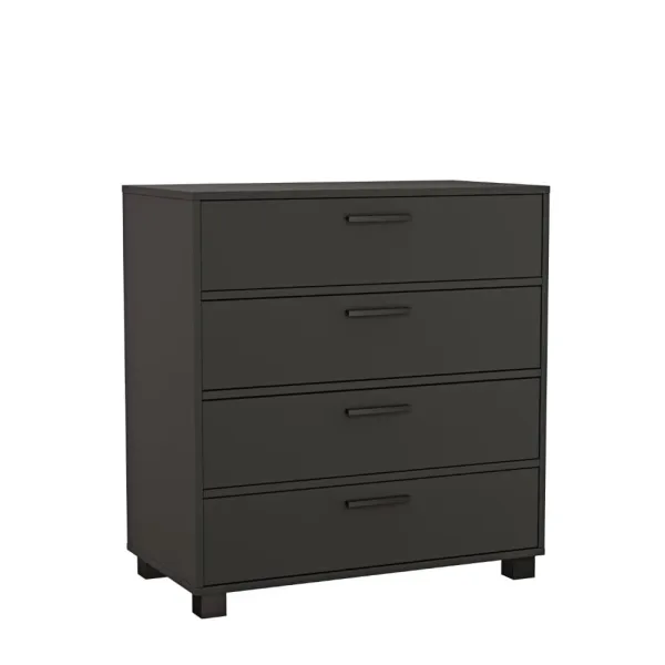OUTLET Komoda z szufladami Anna Czarny 90×48×95 cm, uchwyty Loft, nogi czarne (uszkodzenia mechaniczne)