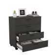 OUTLET Komoda z szufladami Anna Czarny 90×48×95 cm, uchwyty Loft, nogi czarne (uszkodzenia mechaniczne)