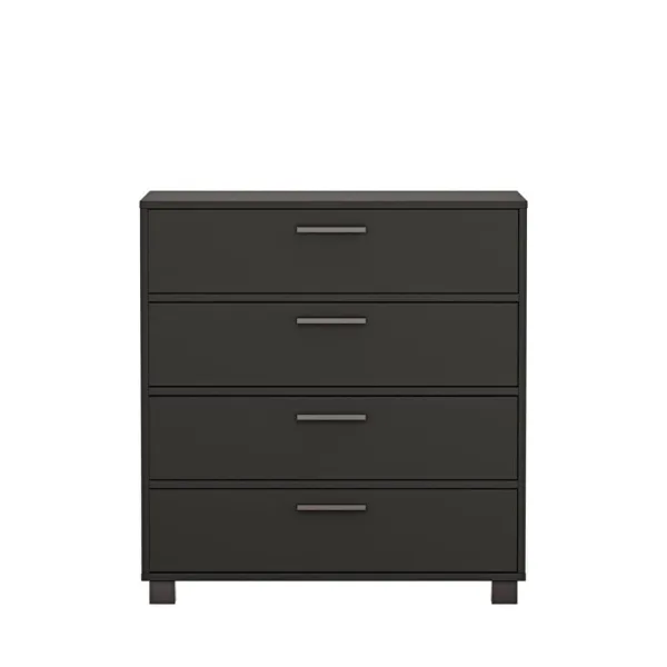 OUTLET Komoda z szufladami Anna Czarny 90×48×95 cm, uchwyty Loft, nogi czarne (uszkodzenia mechaniczne)