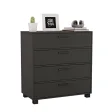 OUTLET Komoda z szufladami Anna Czarny 90×48×95 cm, uchwyty Loft, nogi czarne (uszkodzenia mechaniczne)