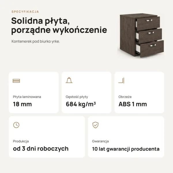 Kontenerek pod biurko - Beton Rdzawy