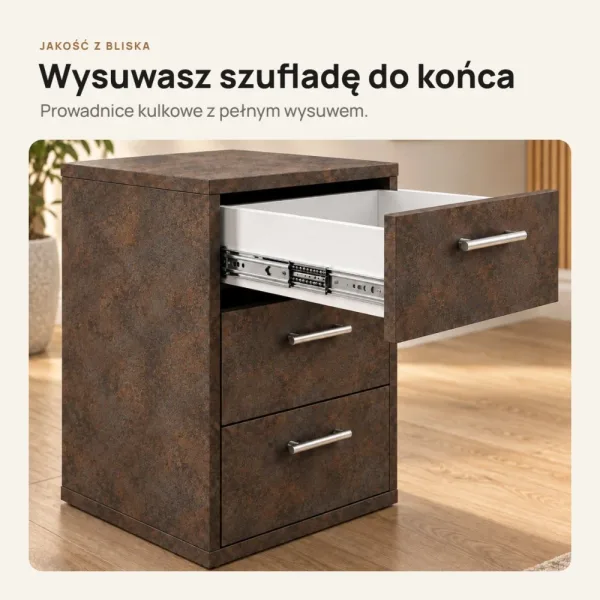 Kontenerek pod biurko - Beton Rdzawy