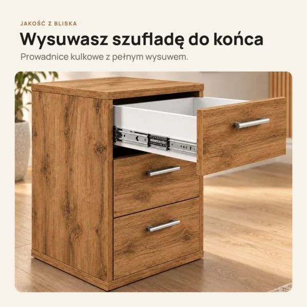 Kontenerek pod biurko - Dąb Wotan