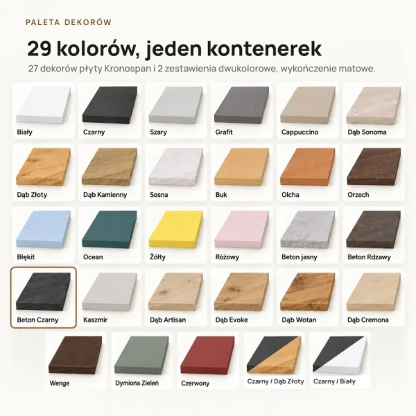 Kontenerek pod biurko - Beton Czarny