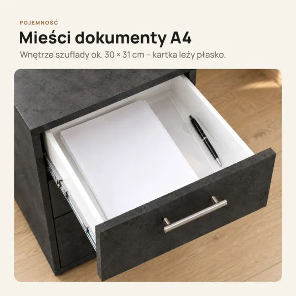 Kontenerek pod biurko - Beton Czarny