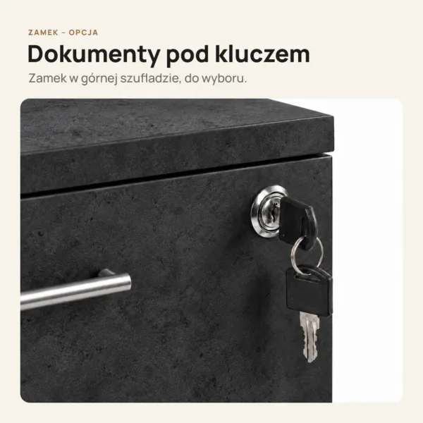 Kontenerek pod biurko - Beton Czarny