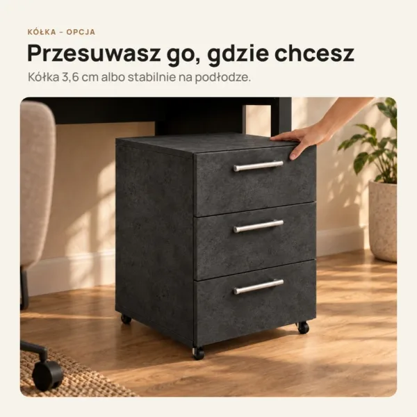 Kontenerek pod biurko - Beton Czarny
