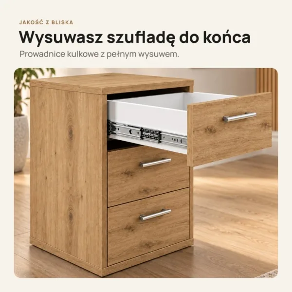Kontenerek pod biurko - Dąb Evoke