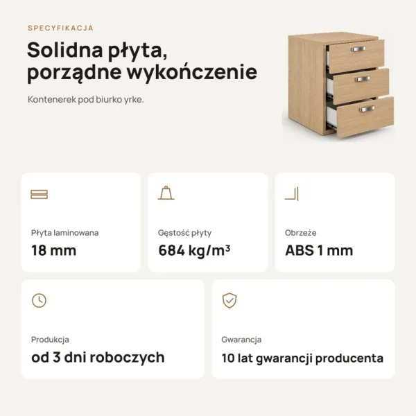 Kontenerek pod biurko - Dąb Cremona