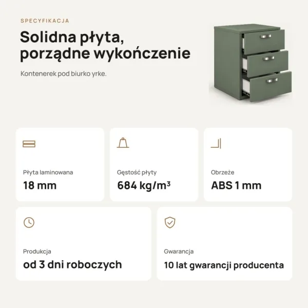 Kontenerek pod biurko - Dymiona Zieleń