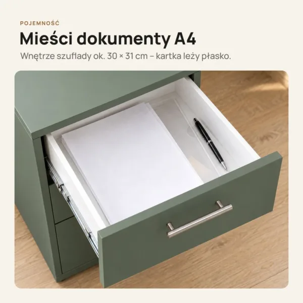 Kontenerek pod biurko - Dymiona Zieleń