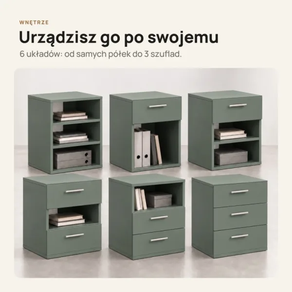 Kontenerek pod biurko - Dymiona Zieleń