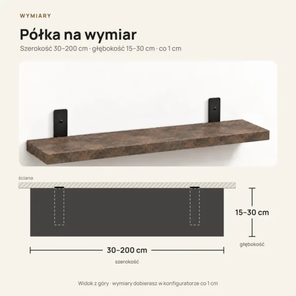 Półka loftowa - Beton Rdzawy
