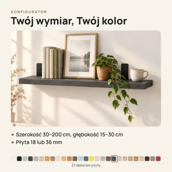 Półka loftowa - Beton Czarny