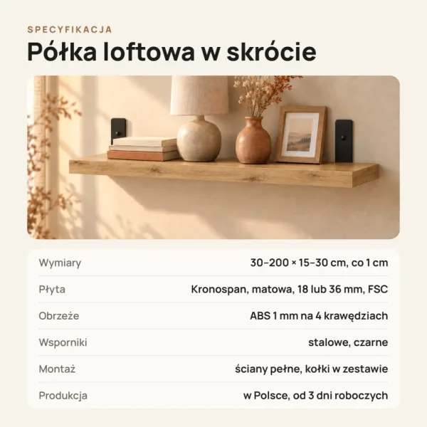 Półka loftowa - Dąb Evoke