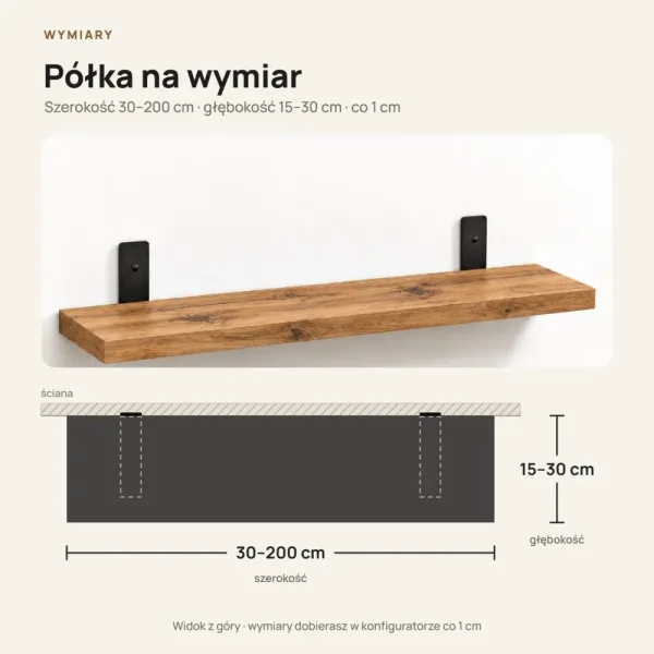Półka loftowa - Dąb Wotan