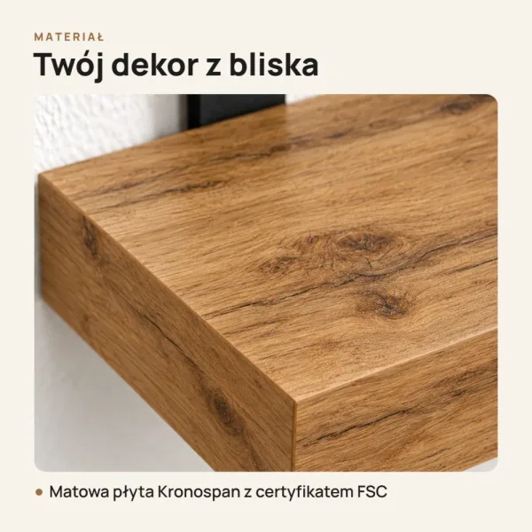 Półka loftowa - Dąb Wotan