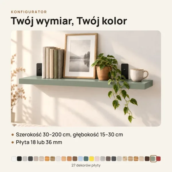 Półka loftowa - Dymiona Zieleń