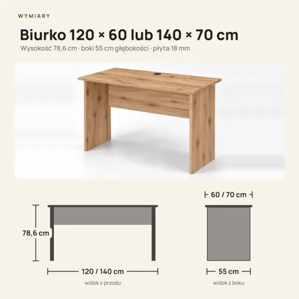 Biurko do pracy - Dąb Evoke