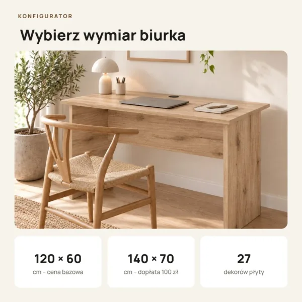 Biurko do pracy - Dąb Evoke