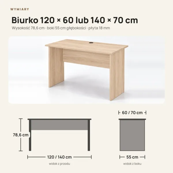 Biurko do pracy - Dąb Cremona