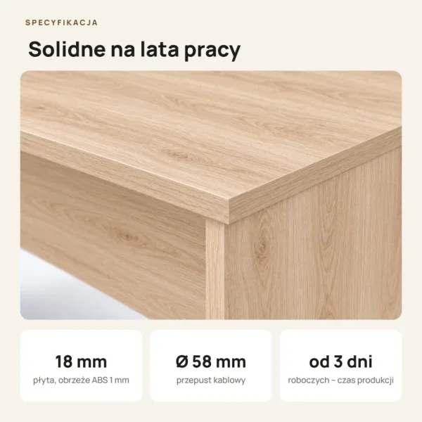 Biurko do pracy - Dąb Cremona