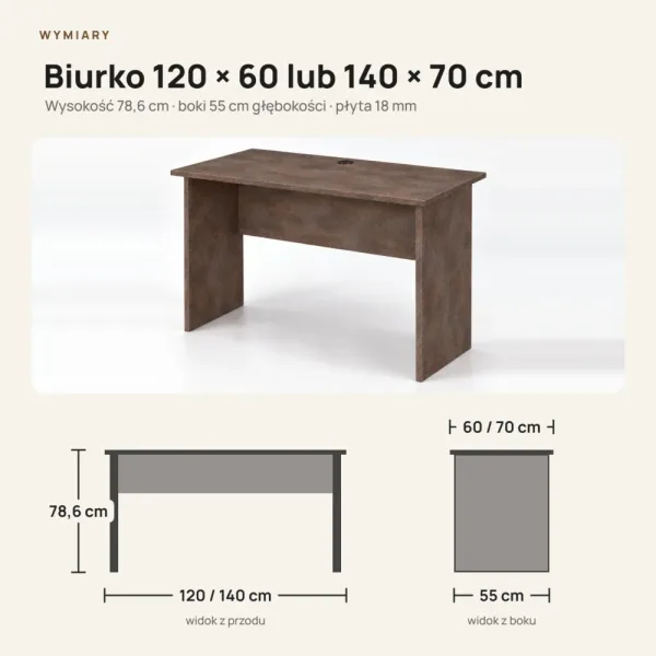 Biurko do pracy - Beton Rdzawy