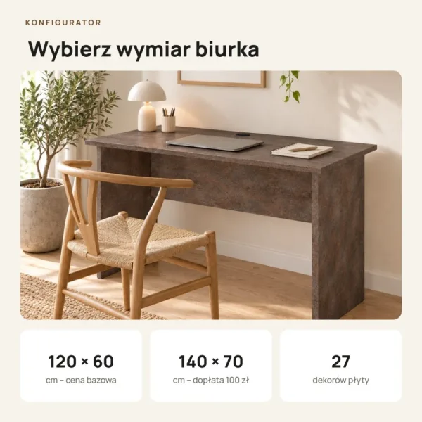 Biurko do pracy - Beton Rdzawy