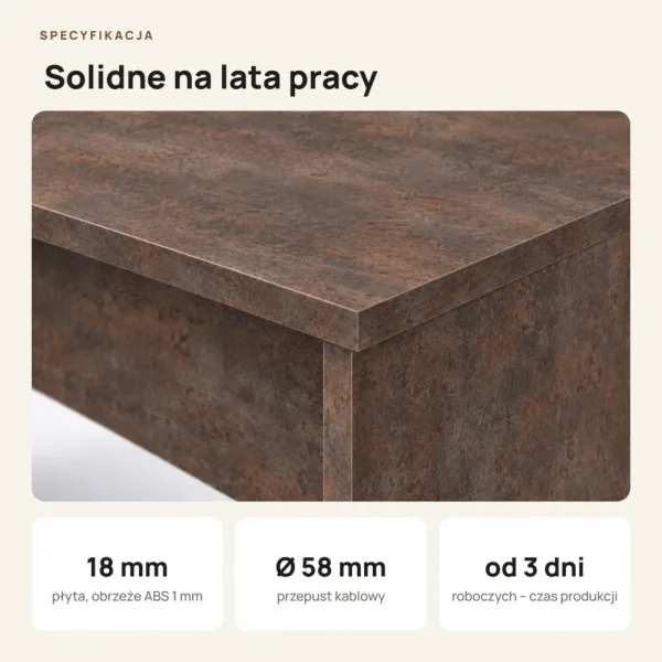 Biurko do pracy - Beton Rdzawy