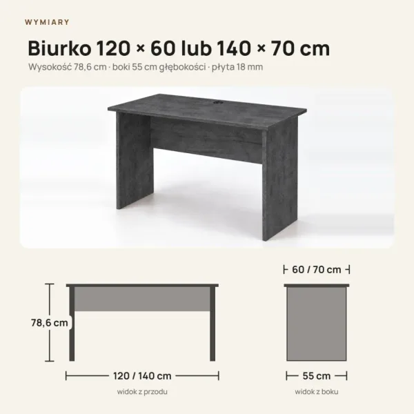 Biurko do pracy - Beton Czarny