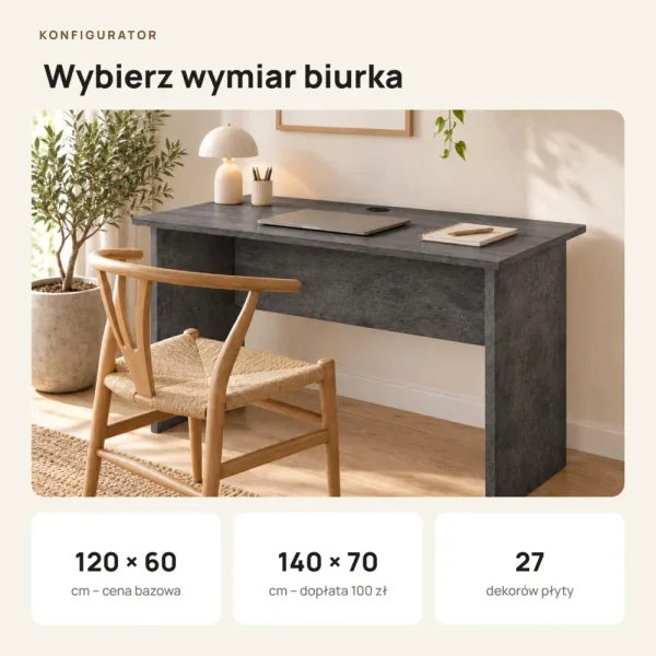 Biurko do pracy - Beton Czarny