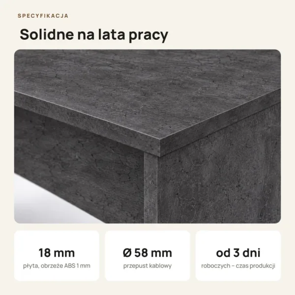 Biurko do pracy - Beton Czarny
