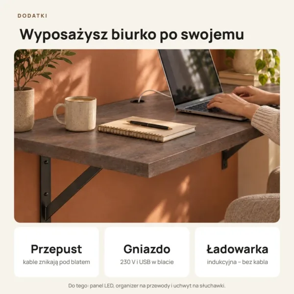 Biurko lewitujące - Beton Rdzawy