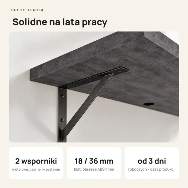 Biurko lewitujące - Beton Czarny