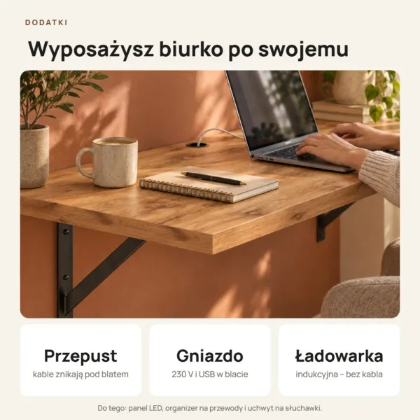 Biurko lewitujące - Dąb Wotan