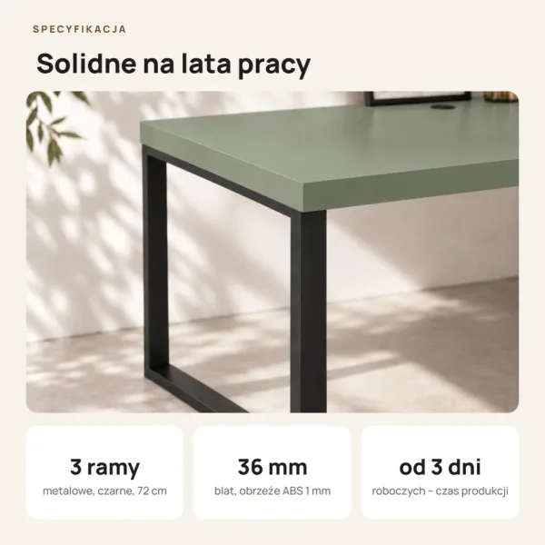 Biurko narożne loft - Dymiona Zieleń