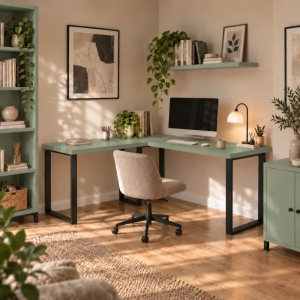 Biurko narożne loft - Dymiona Zieleń