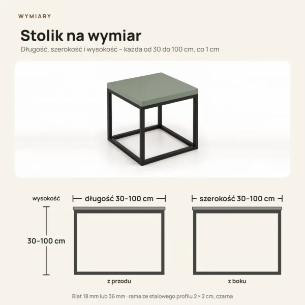 Stolik kawowy metalowy - Dymiona Zieleń
