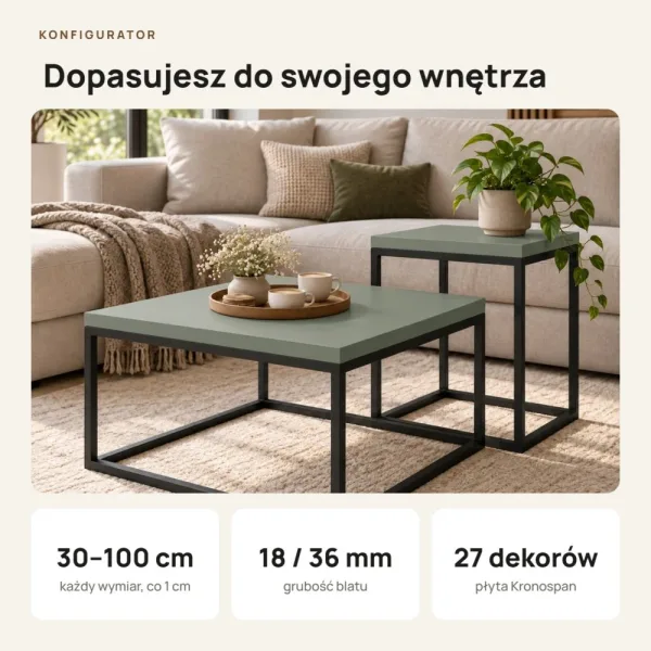 Stolik kawowy metalowy - Dymiona Zieleń