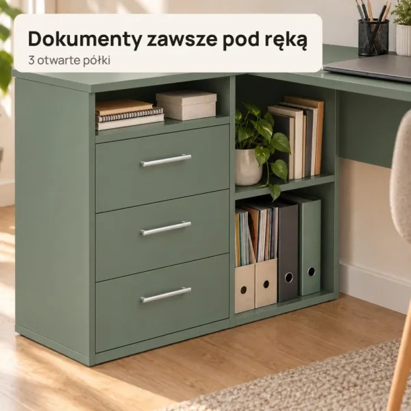 Biurko lekarskie narożne z szufladami - Dymiona Zieleń