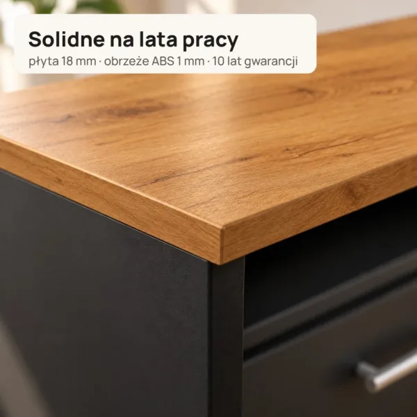 Biurko lekarskie narożne z szufladami - Czarny / Dąb Złoty