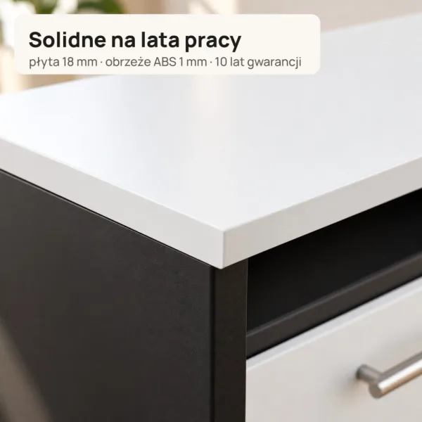 Biurko lekarskie narożne z szufladami - Czarny / Biały