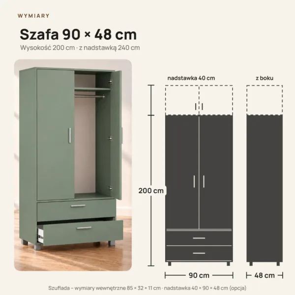 Szafa z szufladami Kamil - Dymiona Zieleń